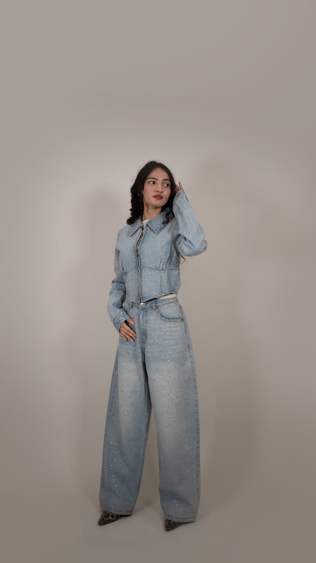 Blue Rhinestones Cord Set