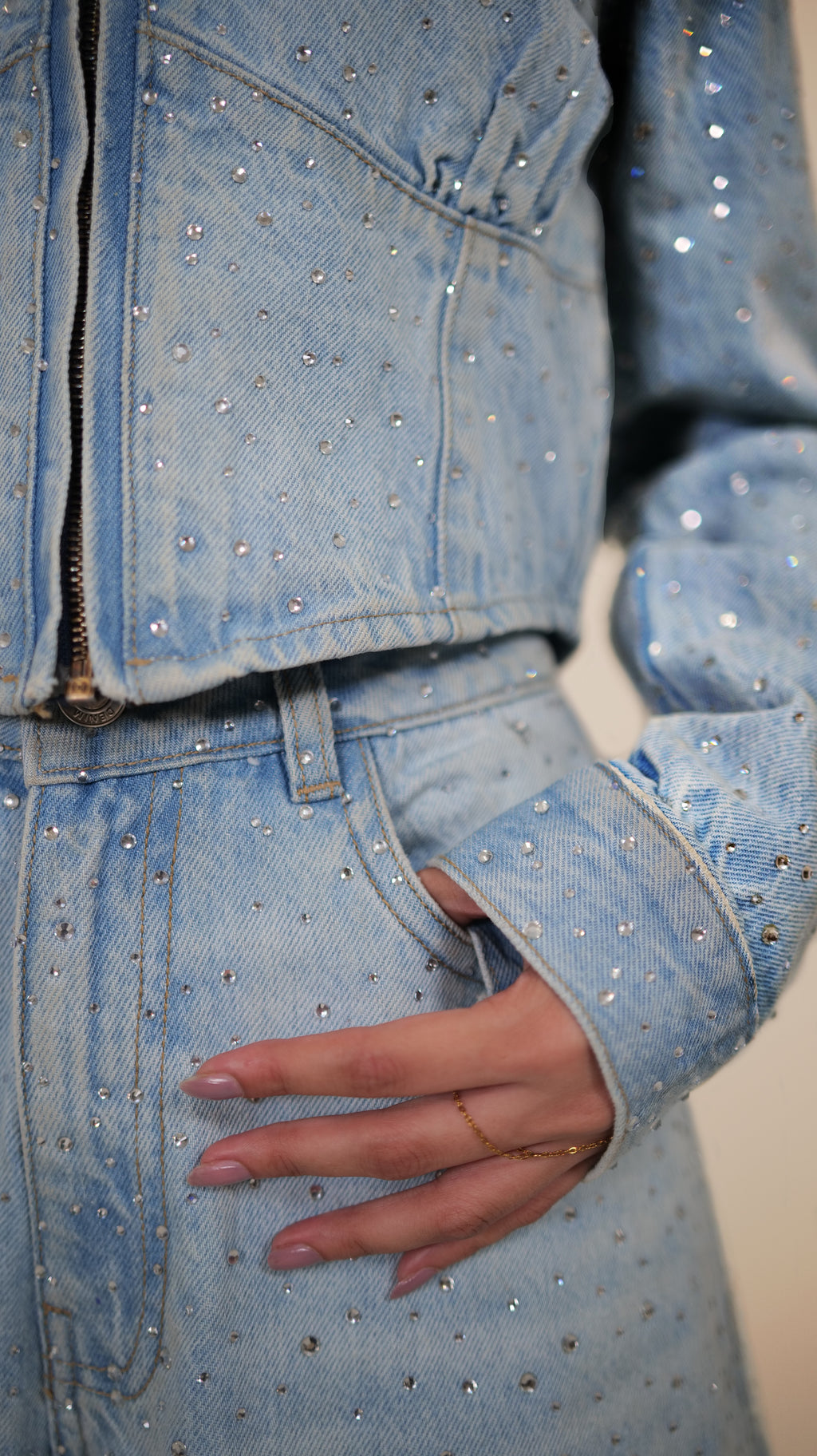 Blue Rhinestones Cord Set