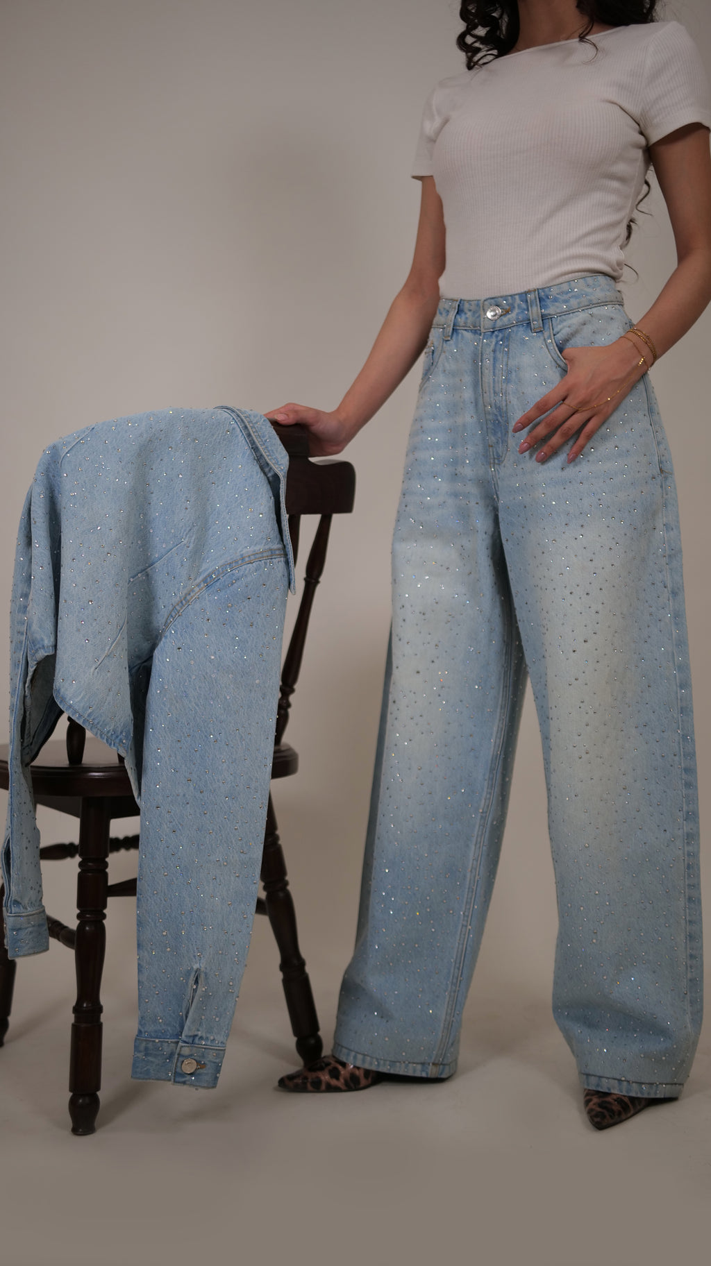 Blue Rhinestones Cord Set