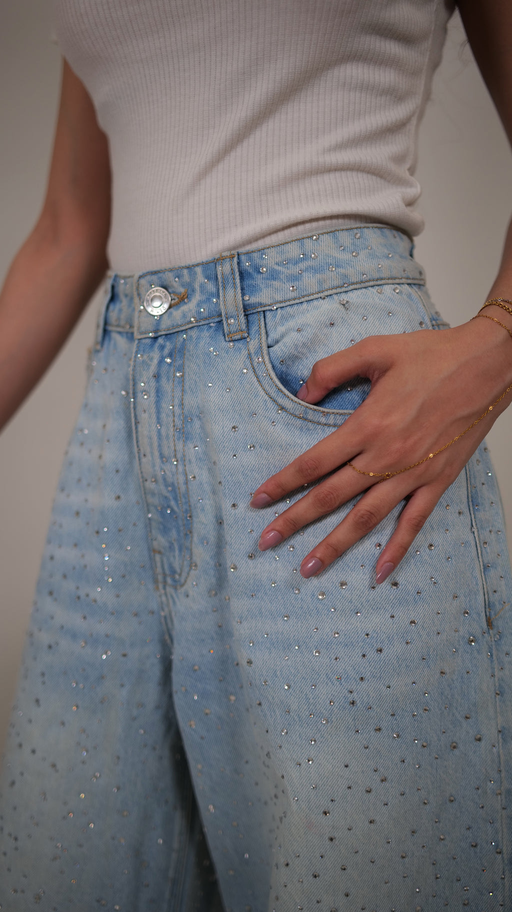 Blue Rhinestones Cord Set