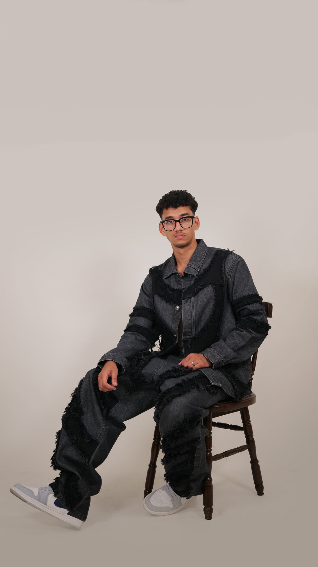 Grey-Black Patchy Jeans