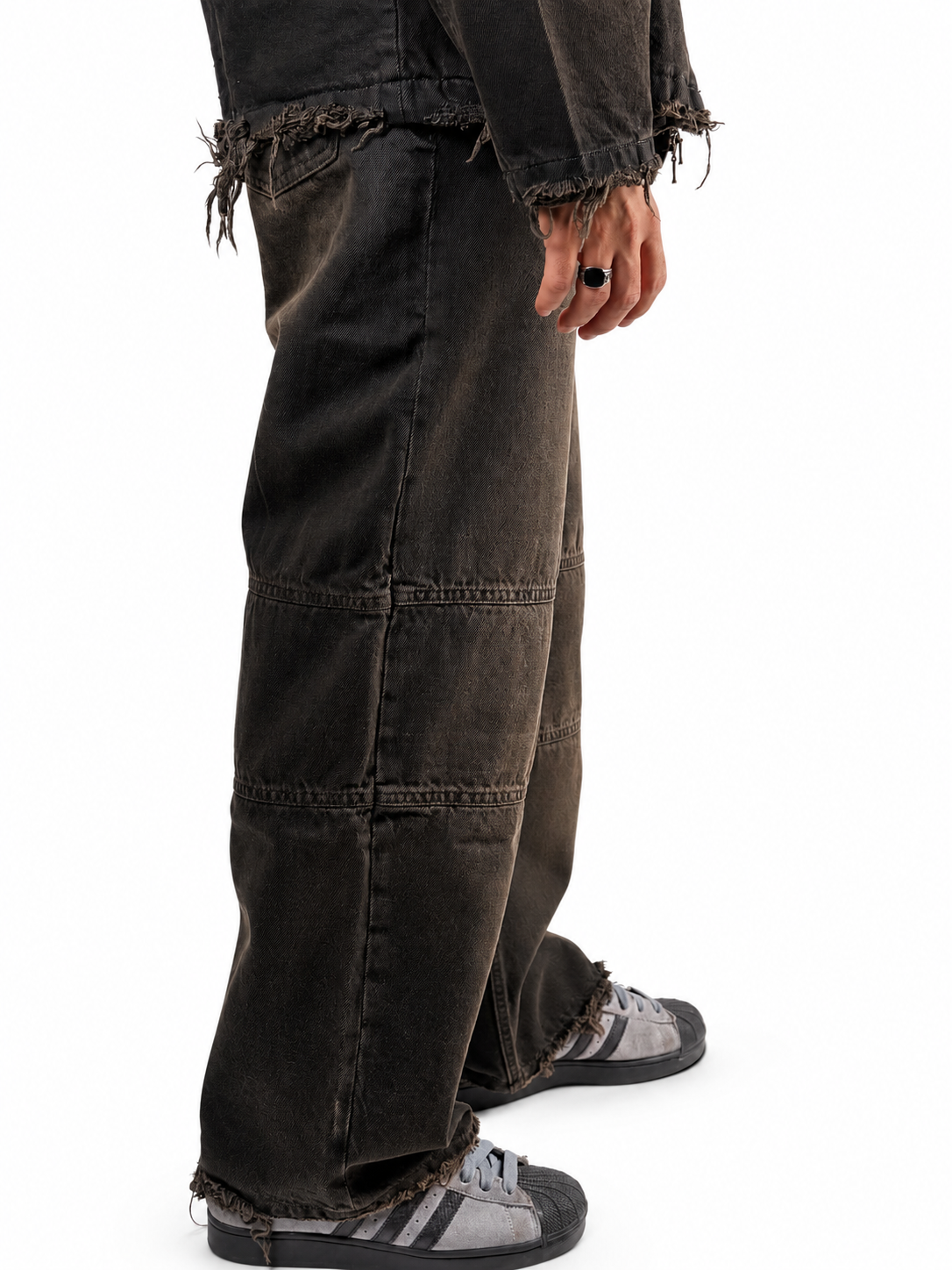 Raw Edge Brown Overdyed Jeans