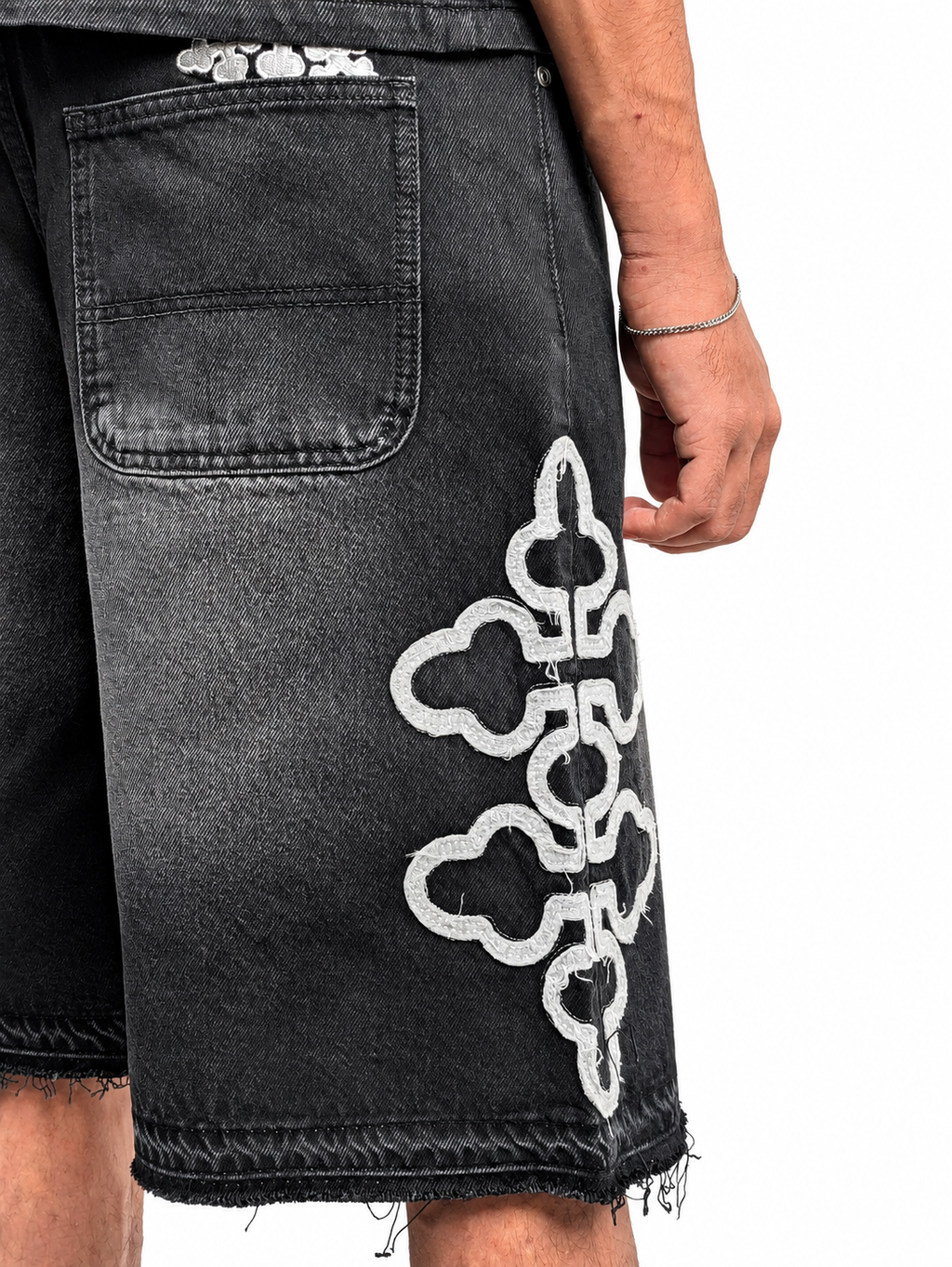 Black Shadow Embroidered Denim Co-Ord Set
