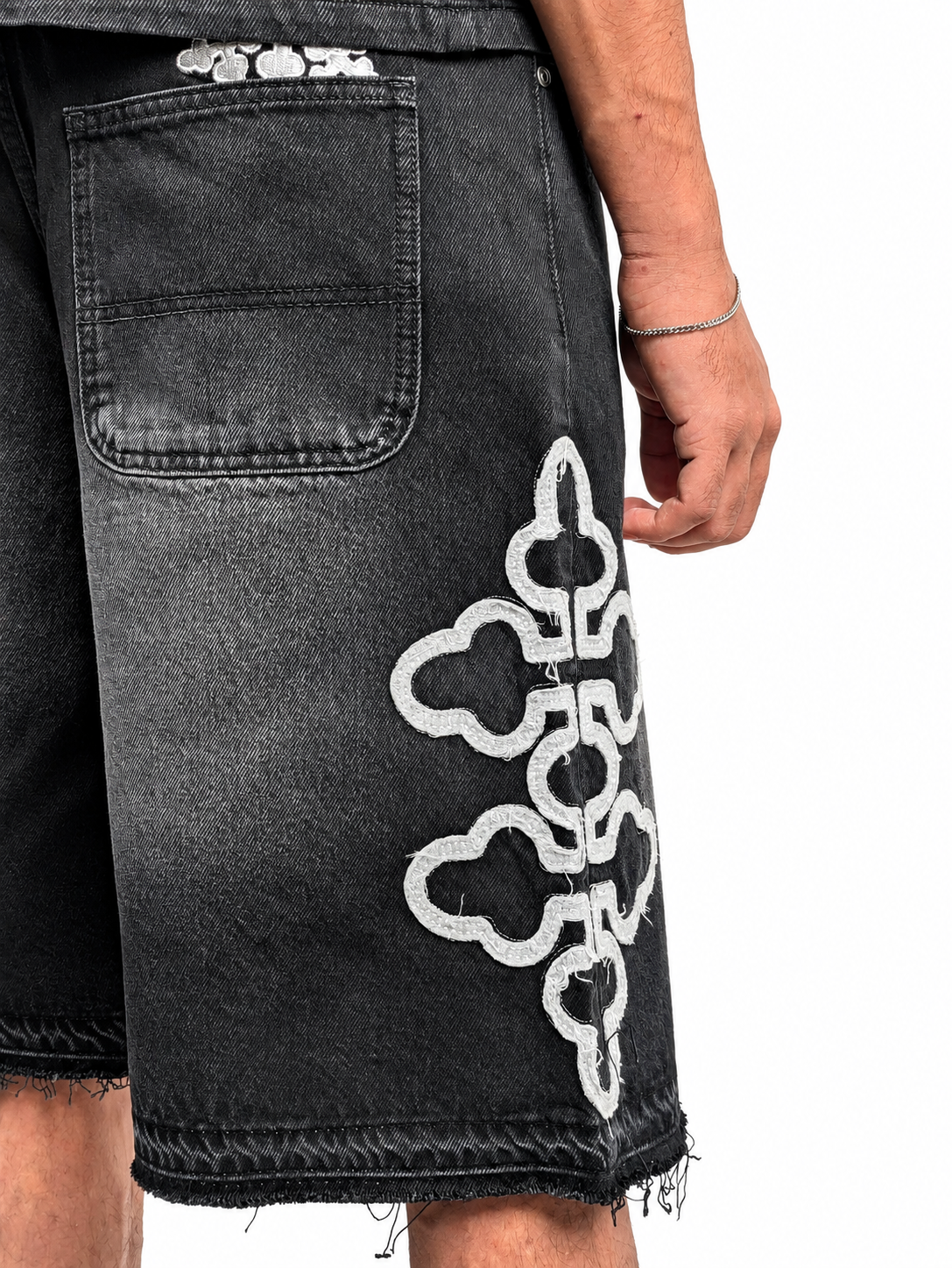 Black Shadow Embroidered Denim Co-Ord Set