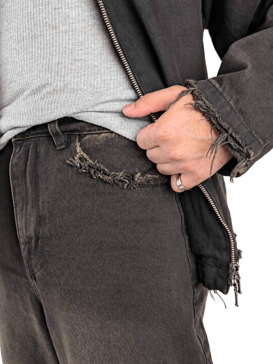 Raw Edge Brown Overdyed Jeans