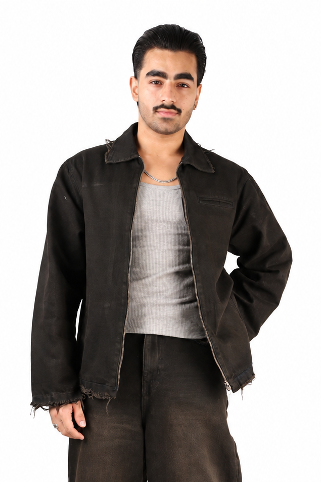 Raw Edge Brown Over-Dyed Jacket
