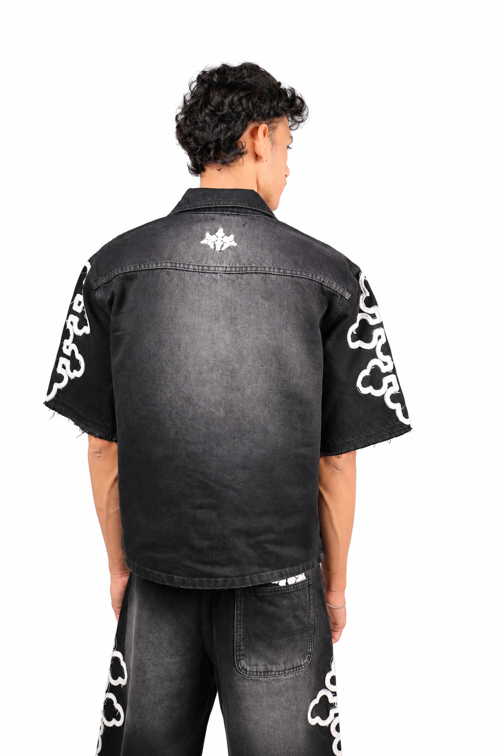 Black Shadow Embroidered Denim Co-Ord Set