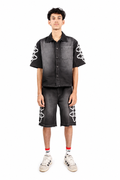 Black Shadow Embroidered Denim Co-Ord Set