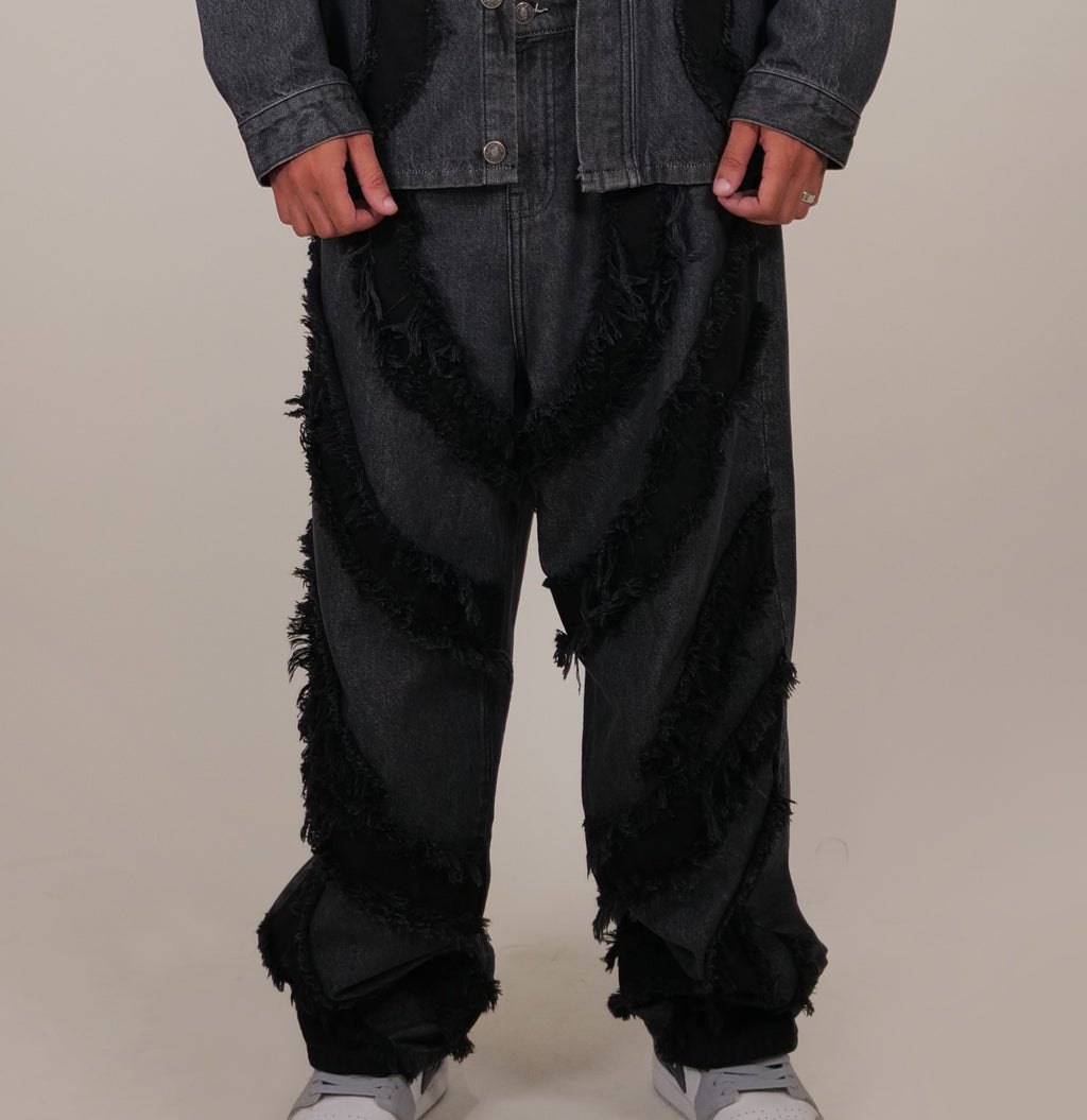 Grey-Black Patchy Jeans