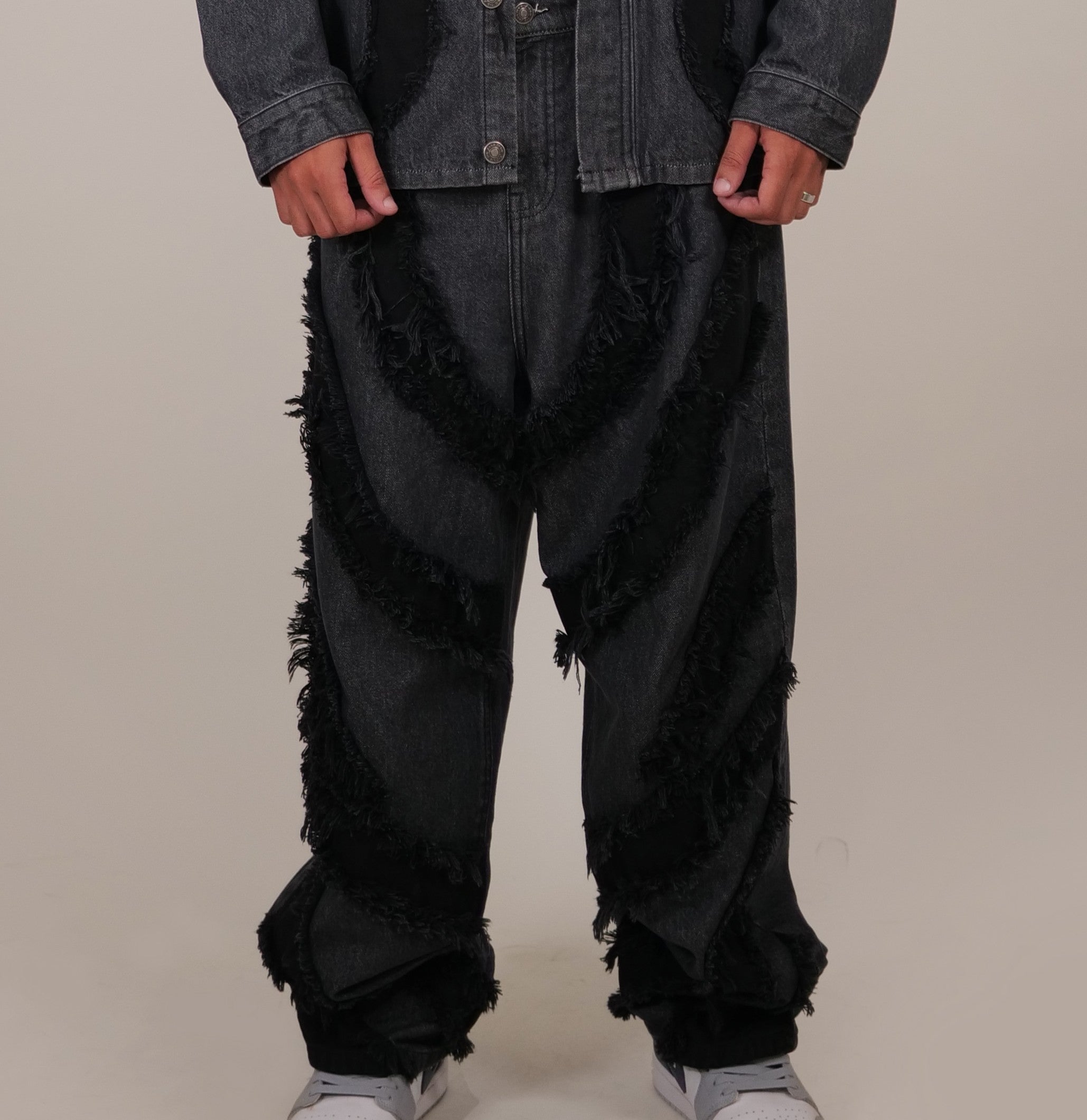 Grey-Black Patchy Jeans