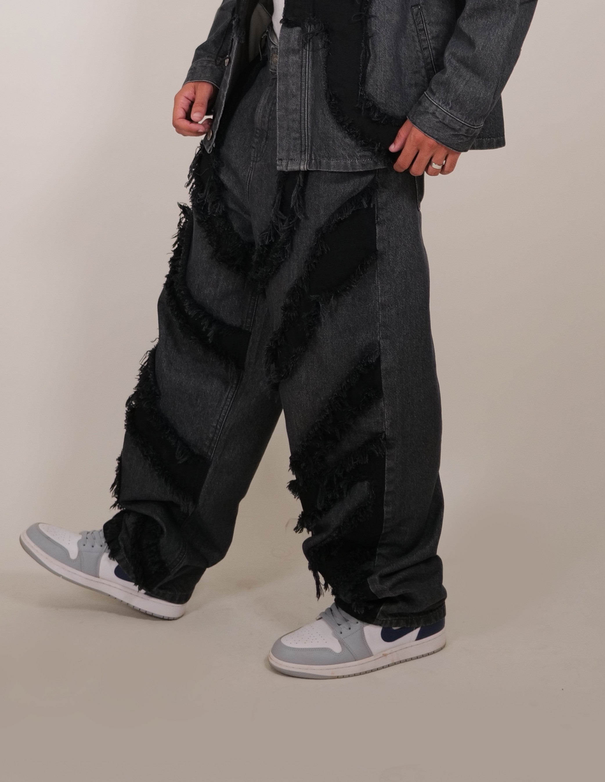 Grey-Black Patchy Jeans